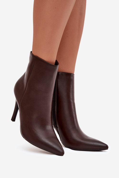 Vykurované Dámske Členkové Topánky Na Päty Ekologická Koža Čokoládové Nolisse