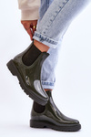 Dámské Slip On Galoše Chelsea Boots tmavě zelené Larone