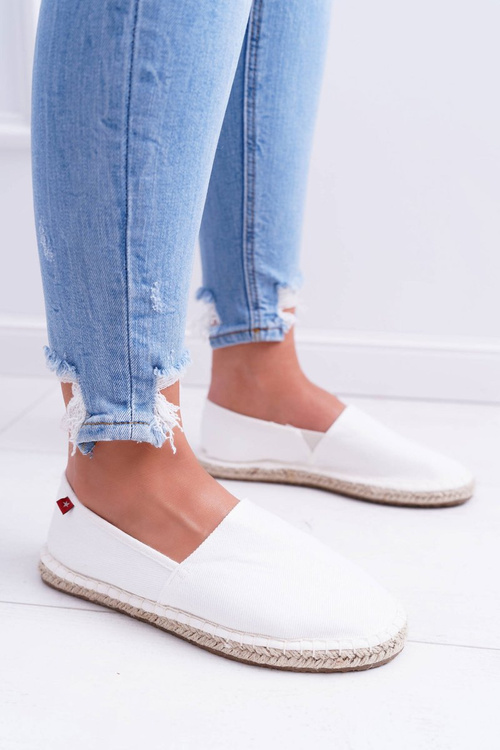 Dámske espadrilles prepletené biele podrážky veľkej hviezdy DD274A148