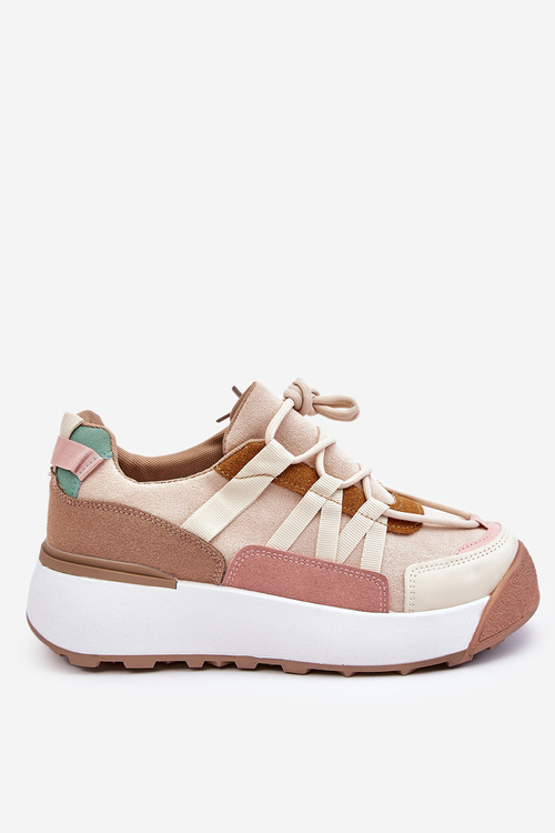 Dámske semišové športové topánky na platforme Rohan béžovej hnedej platformy