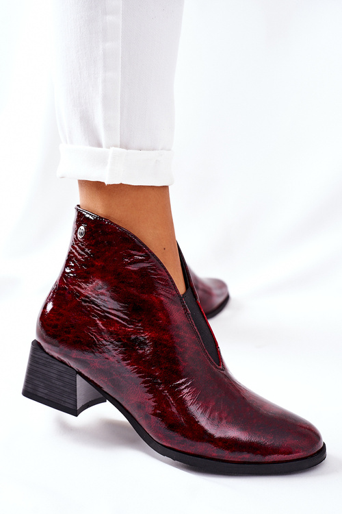 Kožené izolované vysoké podpätky Maciejka 04777-23 Bordo