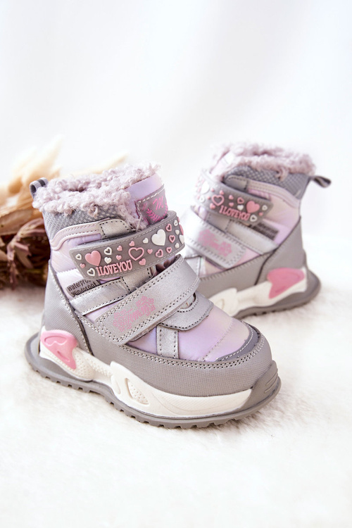 Dětské polstrované sněhule Stříbrně růžová Chilly