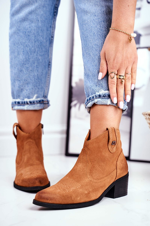 Dámské Kotníkové Boty Na Podpatku kůže Big Star Camel GG274330