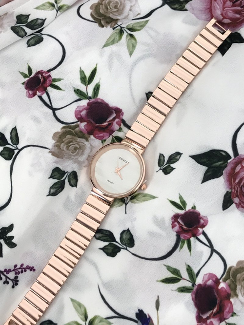 Dámské Hodinky Ernest Claudie Pink Gold White Display