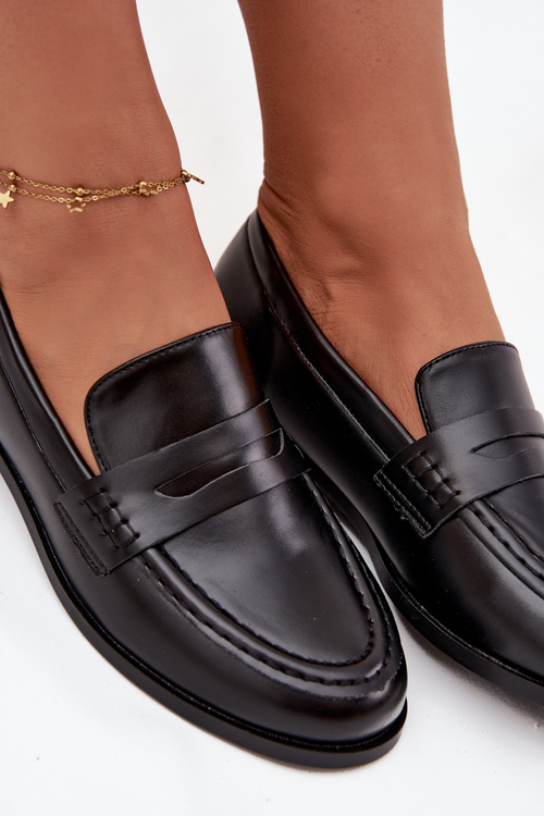 Mokasíny Loafers Dámske Z Eko Kože Čierne Bessina