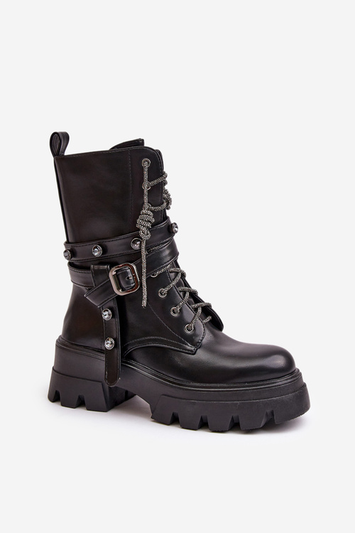 Zateplené dámské pracovní boty s pásky černé Berivana