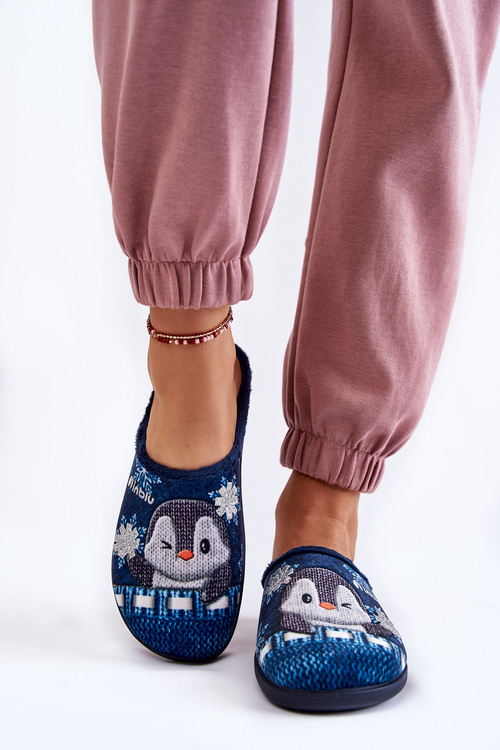 Domáce žabky žabky, tučniaky Papcie INBLU EC-81-004 NAVY BLUE