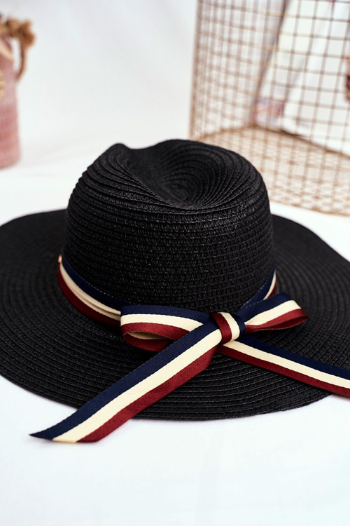 Dámsky klobúk Panama 100% Navy Blue Paper Gold Gold Fly