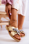 Pohodlné dámské sandály se zdobením zlate Irvine
