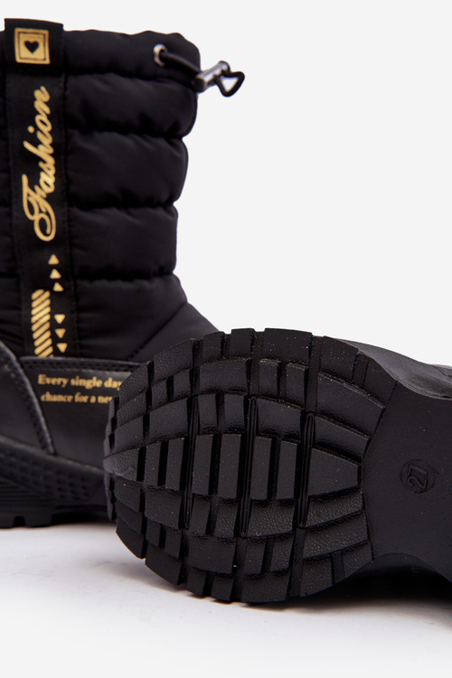 Dětské sněžní boty s vyplněnou vlnou na zip černé Delhi