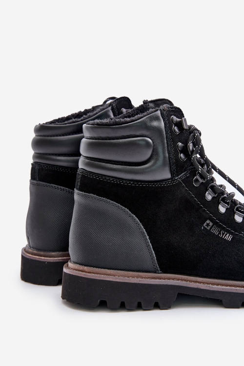 Semišové Zateplené Členkové Topánky Pánske Big Star OO174643 Čierne
