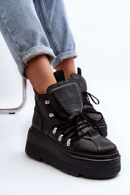 Zazoo 3416 Kožená dámska športová obuv čierna