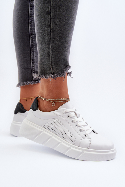 Dámske bielé kožené tenisky na platforme Gatira