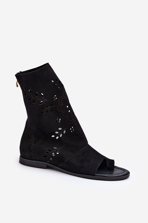 Zazoo 3437 Dámske Zamszové Sandále S Zipsom Čierne