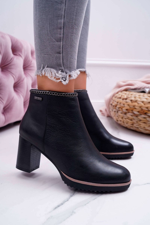 Dámské Kotníkové Boty Na Podpatku Kožené Big Star BB274618