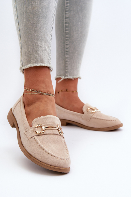 Dámske Mokasíny Na Plochom Podpätku S Ozdobou Beige Aviole