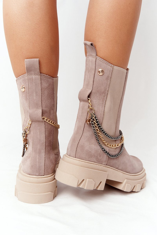 Semišové Boty Pérka Lewski Shoes 2998-0 Béžové