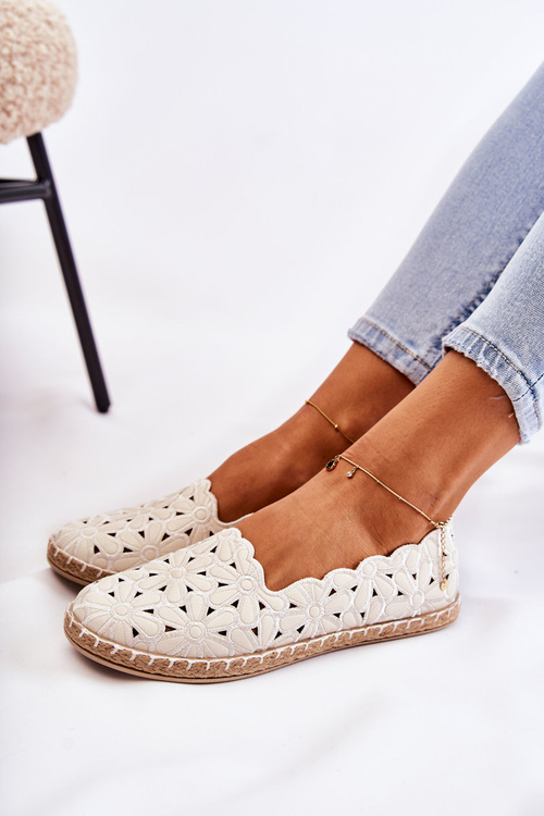 Dámske bielé kvetinové slip-on baleríny Vennice