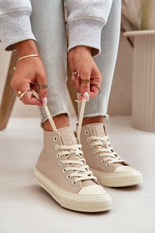 Dámské Tenisky Z Eko Kůže Béžové Big Star OO274934