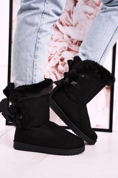 Dámské Sněhule Se Stuhou Se Zateplením Kožešinou Černé Kaylee