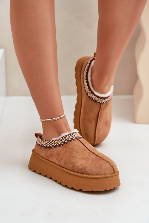 Sněhové Pantofle Na Platformě S Vyšíváním Camel Tamilda