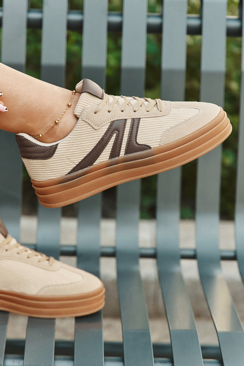 Sametové dámské tenisky na platformě Béžové Corynelle