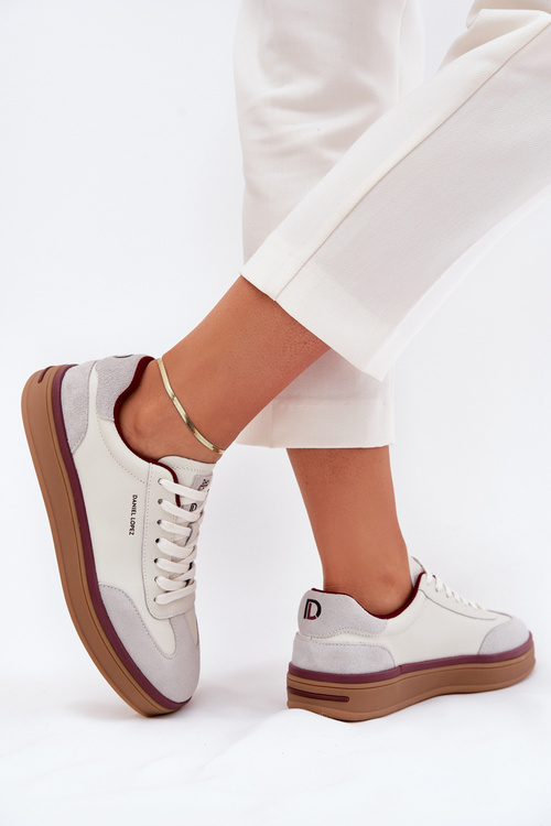 Dámske Kožené Tenisky Daniel Lopez Just Dare SS2D4008 Bielo-Sivé