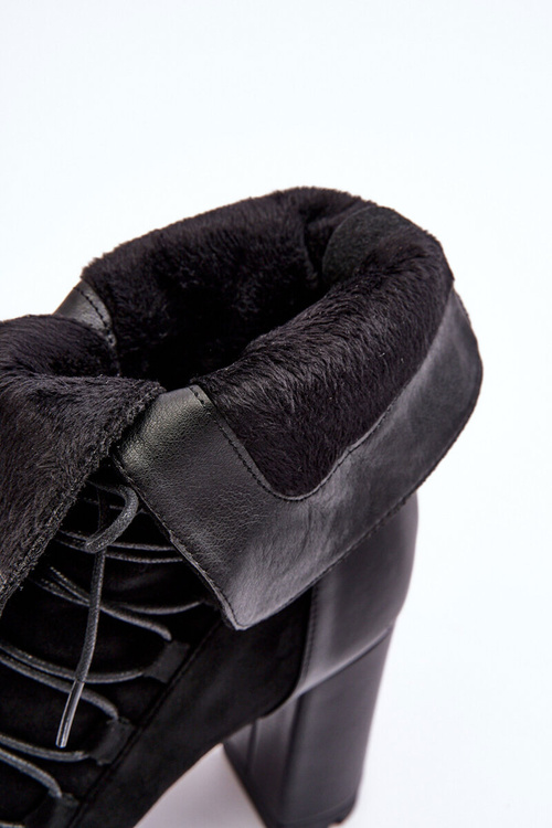 Dámské boty na sloupku se zavazováním černé Artie