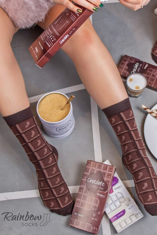 Duhové ponožky Mléčný čokoláda 1 pár