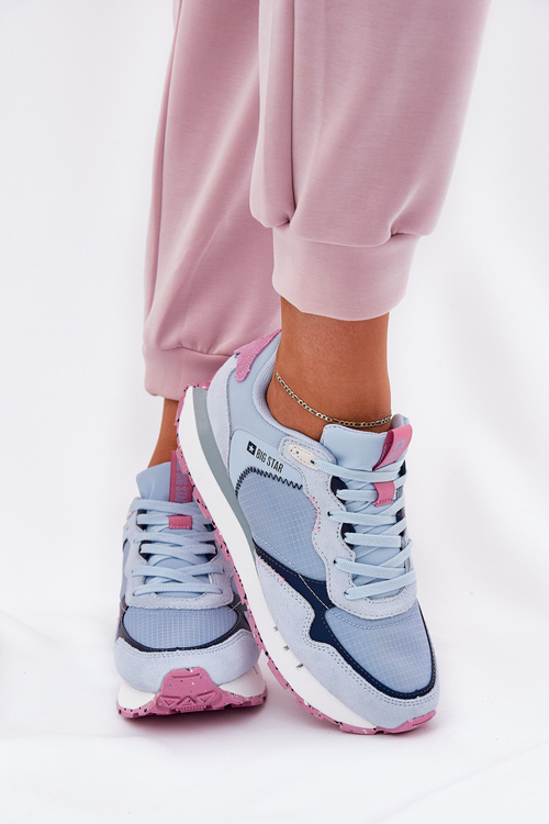 Semišové Ľahké Športové Topánky Pre Ženy Big Star RR274236 HI-POLY SYSTEM Modré