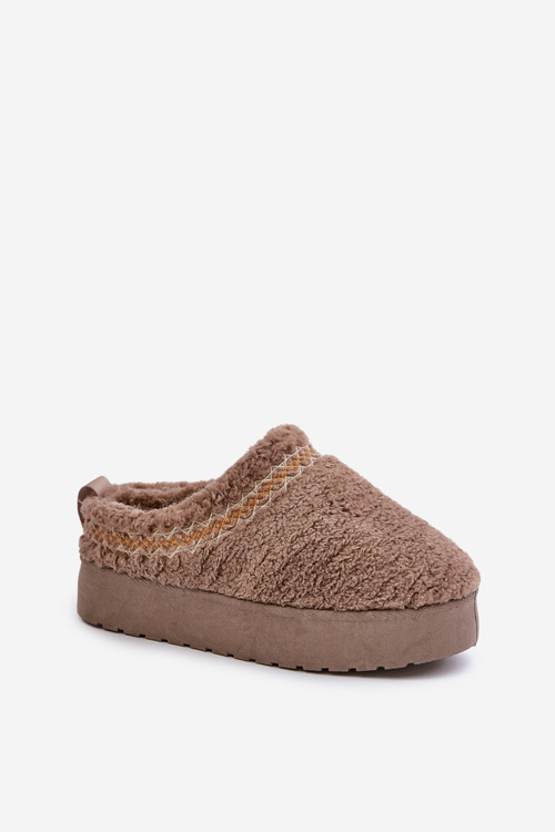 Sněhule na platformě s beránkovým kožíškem tmavě béžové Mesirra