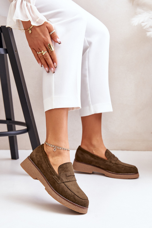 Klasické Dámske Mokasíny Z Eko Semišu Tmavozelené Belania