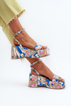 Vzorované sandály na platformě a klínku Multikolor Wiandia