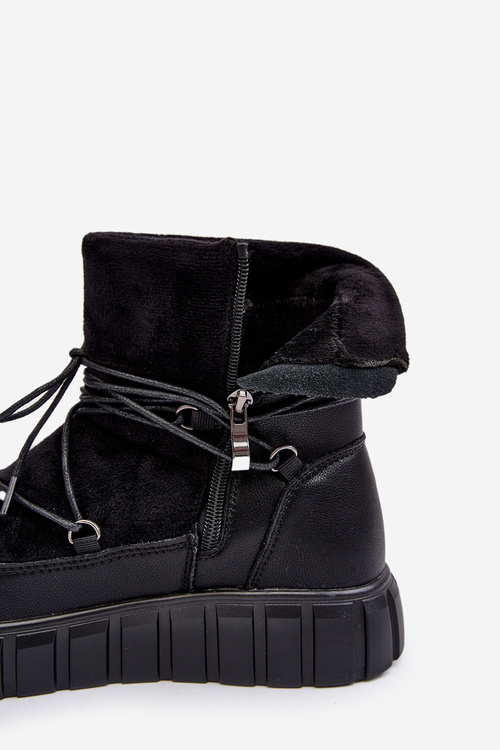 Kožené snehové topánky na čiernej platforme Maxava