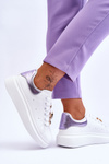 Dámske športové topánky na masívnej platforme biele a fialové chante