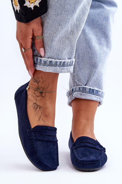 Dámske semišové lenvie námorné mokasy