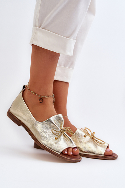 Dámske kožené baleríny Nicole 2660/064 Zlato