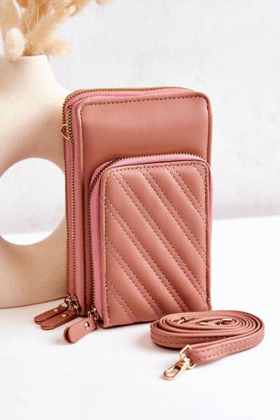 Peněženka Kabelka 2v1 Na Zip růžový Themis