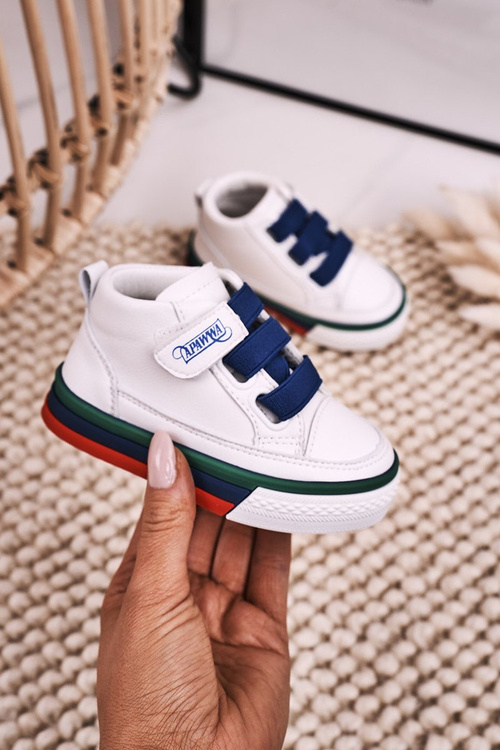 Dětské Vysoké Tenisky S žebrováním Bílé Tmavě Modré Baxter