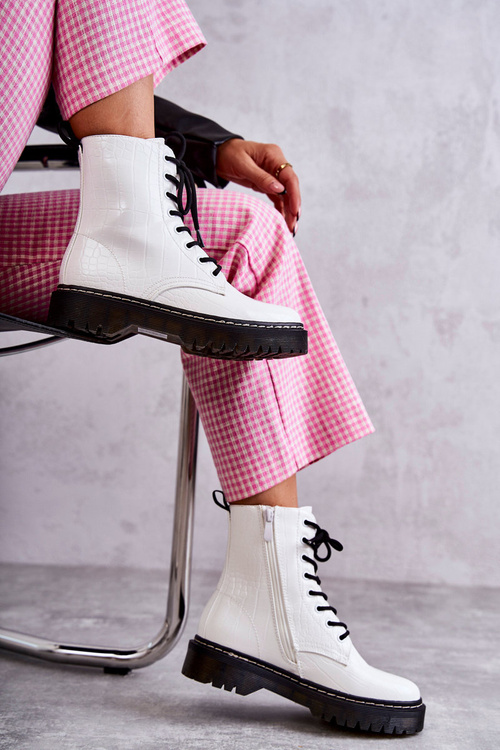 Dámské teplé boty z hadí kůže bílé Salma