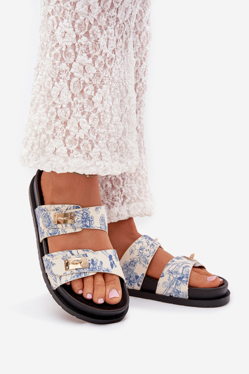 Vzorkované Dámske Sandále Na Platforme Modré Sorina