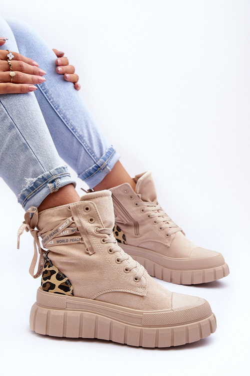 Dámske semišové topánky na platforme Light Beige Rafter