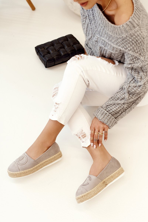 Dámské Espadrilky Na Slaměné Platformě Šedé Febi