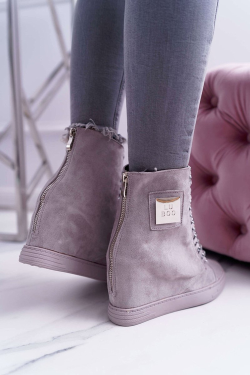 Dámske tenisky lu boo s reťazami semišov šedá Monica