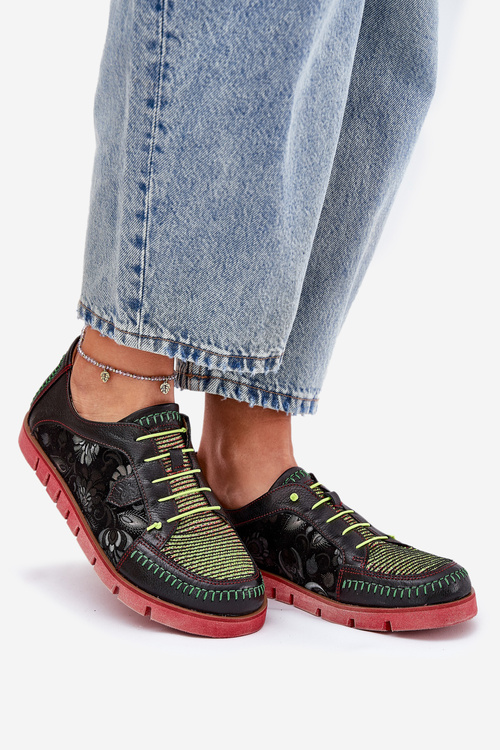 Kožené Polobotky Dámské Vzorované Maciejka 06784-20 Černé