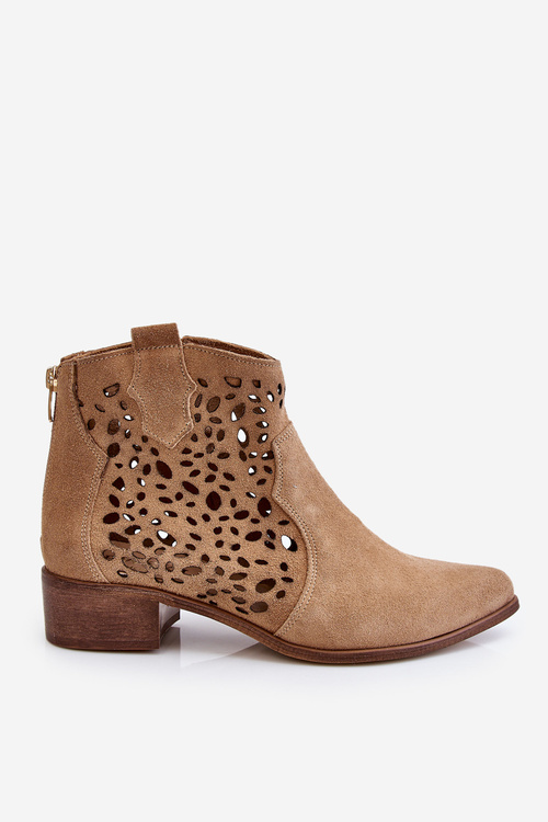 Dámské prolamované boty Lewski Shoes 2909 Tmavě béžová