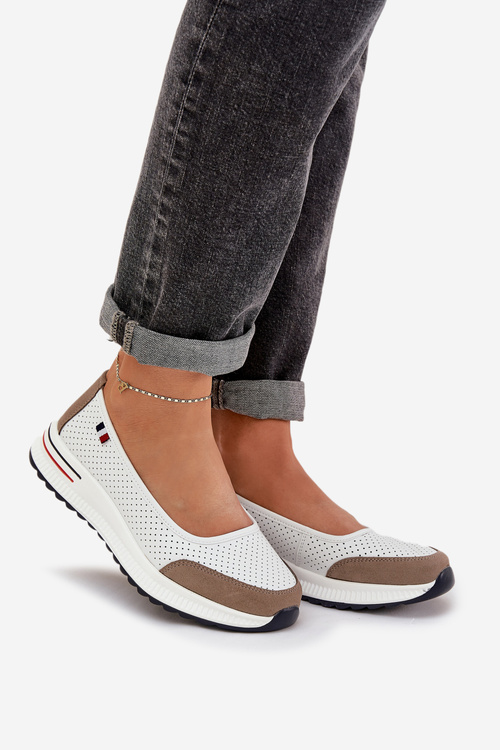 Kožené Baleríny Na Klíne Biele Nelviera