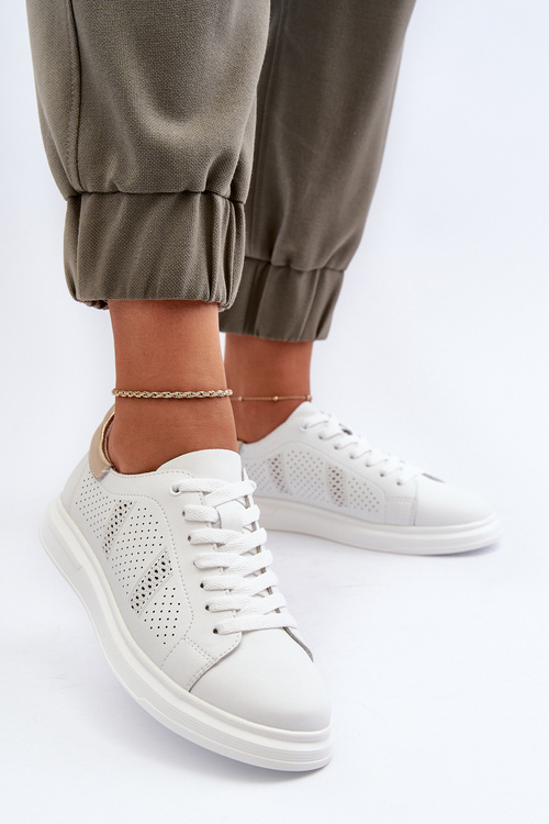 Biela dámska kožená obuv S.Barski LR760