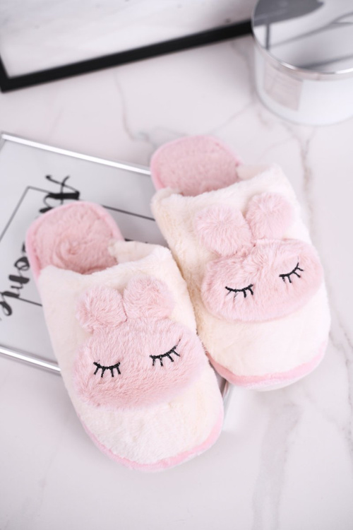 Dámska papcia kožušina ružový ružový králik