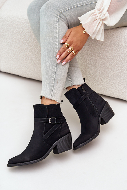 Kovbojské Čižmy Na Opätku S Špicatými Nosmi Zateplené Na Zips Čierne Glamer